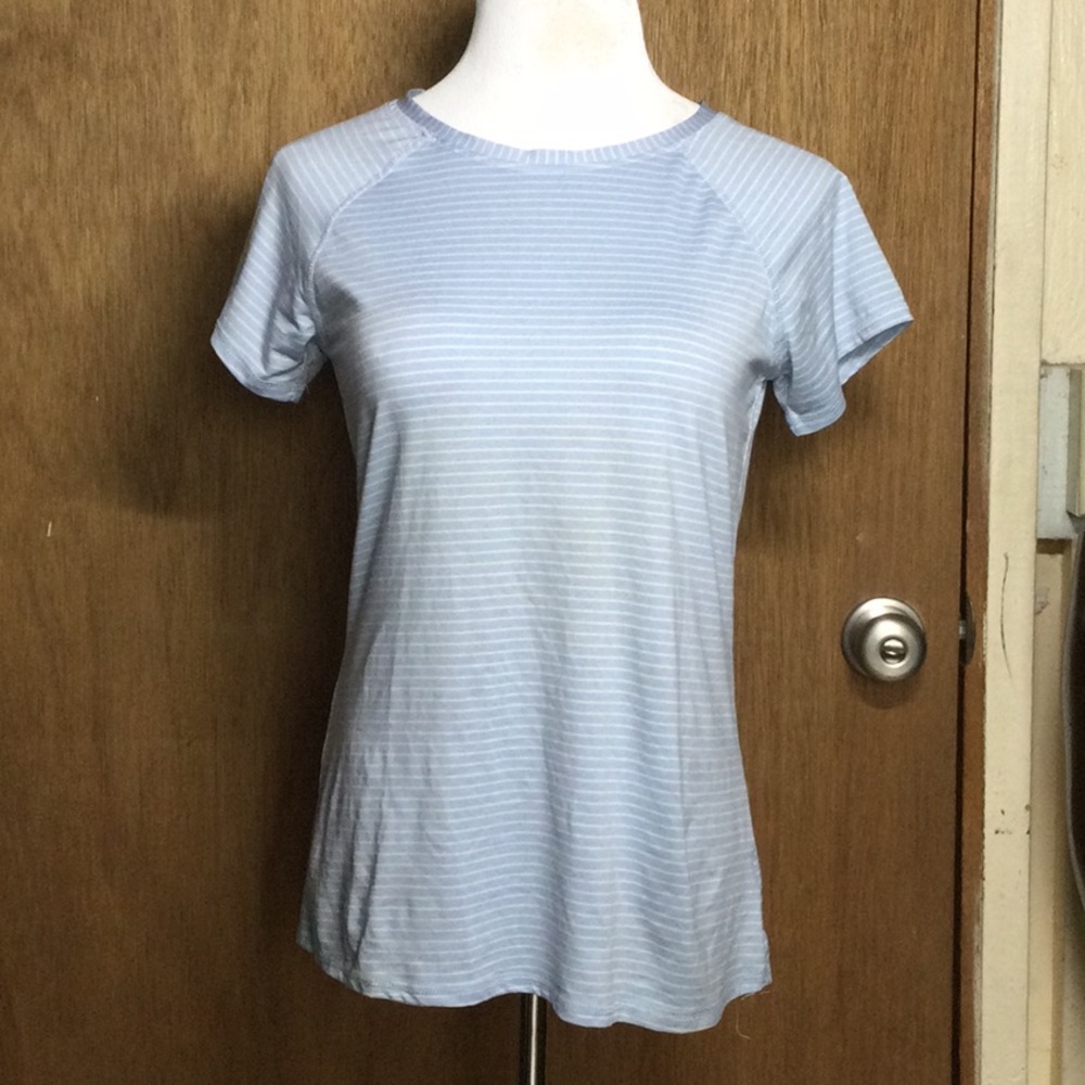 Jockey striped short sleeve stretchy exercising top